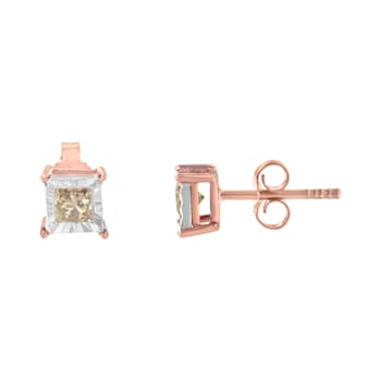 14K Two-Tone Gold Over Sterling Silver 1/2ctw Square Diamond Solitaire
Miracle-Plate Stud Earrings