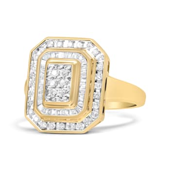 10K Yellow Gold 1.0ctw Diamond Vintage Inspired Baguette Cocktail Ring
(I-J Color, I1-I2 Clarity)