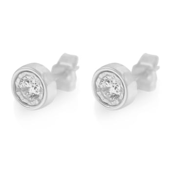 10K White Gold Diamond Floral Stud Earrings 3/8ctw