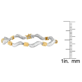 10K Two-Tone Gold 2.0ctw Baguette Cut Diamond Spiral Bracelet