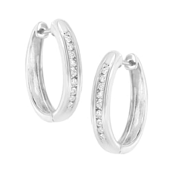Sterling Silver 1/4 cttw Lab-Grown Diamond Hoop Earring (F-G Color,
VS2-SI1 Clarity)