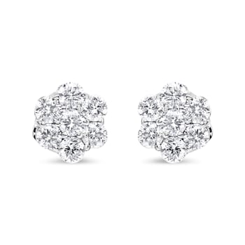 14K White Gold 1.0ctw Diamond Composite Stud Earrings