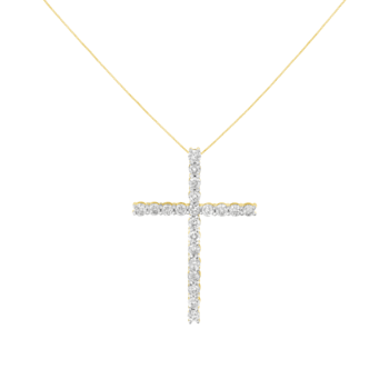 10K Yellow Gold Over Sterling Silver 4.0ctw Diamond Cross Pendant
w\chain 18"