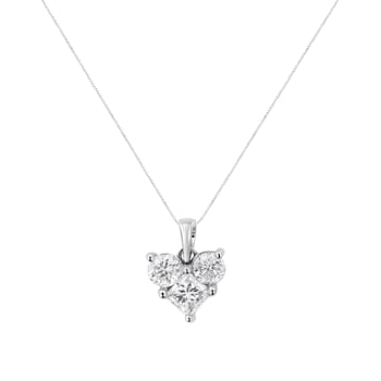 10K White Gold 1.0ctw Mixed Cut Diamond Heart Shaped 18" Pendant
w\chain(H-I Color, SI2-I1 Clarity)