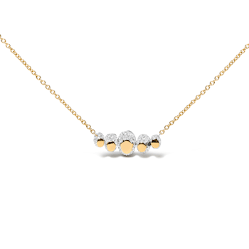 18K Rose Gold Multi-Size Round Tsavorite and Pave Round Diamonds Curved
Bar Necklace