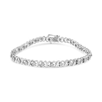 0.33ctw Round White Diamond Infinity Sterling Silver Tennis Bracelet