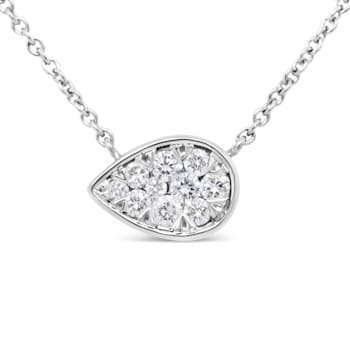 14K White Gold 1/4ctw Round Diamond Composite Teardrop Shape Necklace -
(G-H Color, SI2-I1 Clarity)