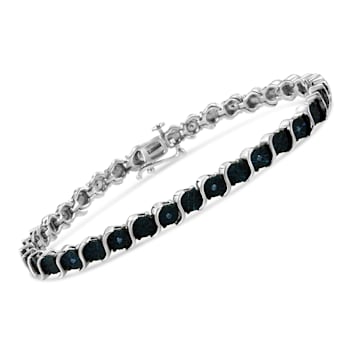 Sterling Silver .10ctw Miracle-Set Blue Color Diamond Miracle Plate
"S" Link Tennis Bracelet