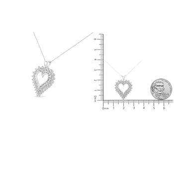4.00ctw Double Row Diamond Sterling Silver Heart Necklace