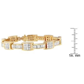 14K Yellow Gold 10.75ctw Princess and Baguette-Cut Diamond Box-Link Bracelet