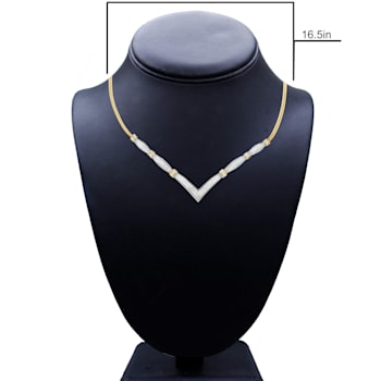 14K Two-tone Gold 3.00ctw Mixed Cut Diamond "V" Shape
Statement Necklace (H-I Color, SI2-I1 Clarity)