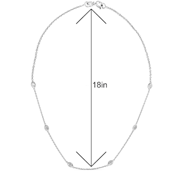 14K White Gold 1.00ctw Bezel Set Round Diamond Marquise Shaped Milgrain
Station Collar Necklace