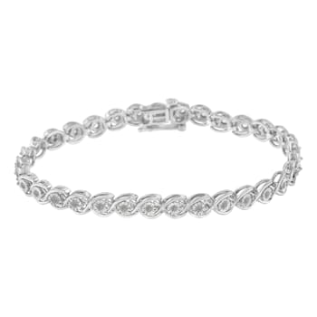 Sterling Silver 1/2ct TDW Diamond Link Bracelet (I-J, I3-Promo) - 7"