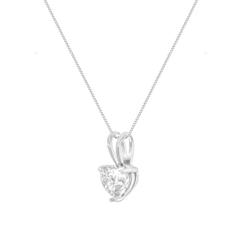 14K White Gold 1/2ctw Heart-Shaped Diamond Solitaire Pendant w\chain
18"(H-I Color, VS2-SI1 Clarity)