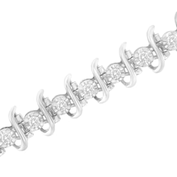 Sterling Silver 1.0ctw Prong-Set Diamond Link Bracelet