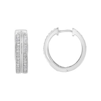 10K White Gold Diamond Hoop Earring 1/2ctw