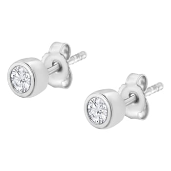 10K White Gold 1/5ctw Round Brilliant-Cut Near Colorless Diamond
Bezel-Set Stud Earrings