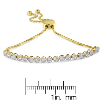 10K Yellow Gold Over Sterling Silver Miracle-Set Diamond Accent 6”-9”
Adjustable Beaded Bolo