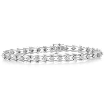 Sterling Silver .50ctw Diamond Wave-Style Link Bracelet