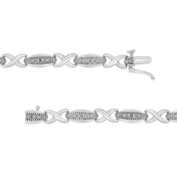 Sterling Silver .20ctw Round-Cut Diamond "X" Link Bracelet