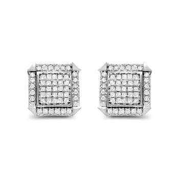 10K White Gold 1.0 Cttw Diamond  Composite with Halo Stud Earrings (H-I
Color, I1-I2 Clarity)