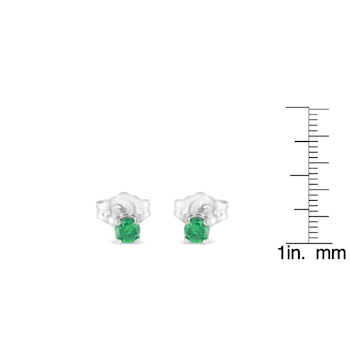0.25ctw Round-Cut Green Diamond Sterling Silver Classic Stud Earrings