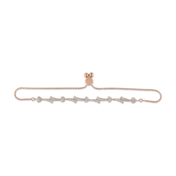 14K Rose Gold Over Sterling Silver Diamond Accent Heart and Wave Bolo
Bracelet - 6" to 9" Adjustable