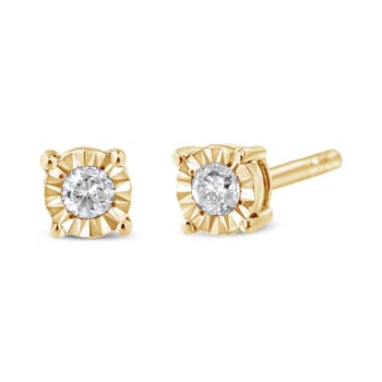 0.10ctw Round Brilliant-Cut Diamond 10K Yellow Gold Over Sterling Silver
Stud Earrings