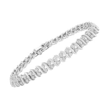 Sterling Silver 1.0ctw Double Row Miracle-Set Diamond Tennis Bracelet
