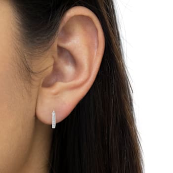 Sterling-Silver Diamond Accent Channel Set Style Hoop Earring