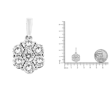 14K White Gold 2.0ctw Round Diamond 7 Stone Flower 18" Pendant
w\chain(H-I Color, SI2-I1 Clarity)