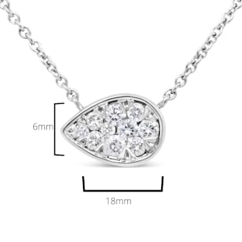 14K White Gold 1/4ctw Round Diamond Composite Teardrop Shape Necklace -
(G-H Color, SI2-I1 Clarity)