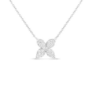 10K White Gold 1/2ctw Mixed Cut Diamond Adjustable 16-18" Inch
Necklace (I-J Color, I1-I2 Clarity)