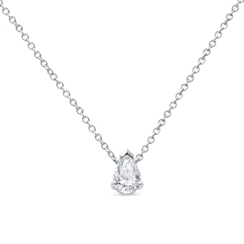 14K White Gold .50ctw AGS Certified Diamond Pear Necklace (H-I Color,
VS2-SI1 Clarity)
