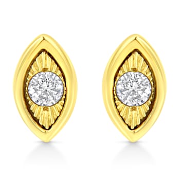 10K Yellow Gold Over Sterling Silver 1/10ctw Miracle-Set Diamond
Marquise Shape Stud Earrings