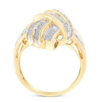 10K Yellow Gold Diamond Bypass Cocktail Ring (1 1/5ctw, I-J Color, I2-I3 Clarity)