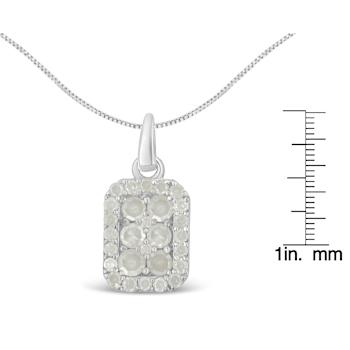 Sterling Silver 1.0ctw Diamond Block Pendant w\chain(I-J, I3-Promo)