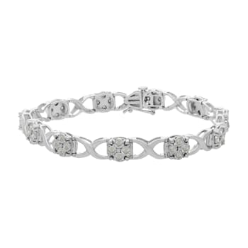 Sterling Silver 1.0ctw Rose-Cut Diamond Love Locks Link Bracelet,I-J
color,I3-Promo clarity)