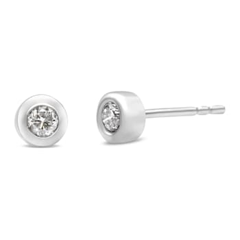 10K White Gold 1/5ctw Round Brilliant-Cut Near Colorless Diamond
Bezel-Set Stud Earrings