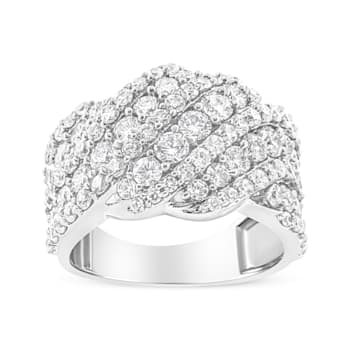 10K White Gold 3.00ctw Diamond Multi Row Cluster Band Ring (I-J Color,
I3 Clarity)