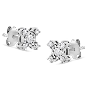 Sterling Silver 1/4ctw Miracle Plate Set Round and Princess-Cut Diamond
"X" Shaped Stud Earrings