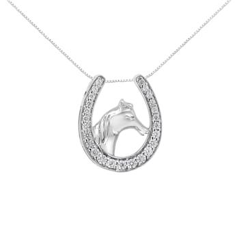 Sterling Silver 1/4ctw Diamond U Shape Pendant w\chain(I-J, I3-Promo)