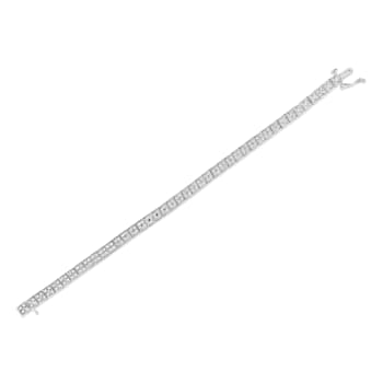 Sterling Silver 2.0ctw Prong Set Round-Cut Diamond 4 Stone Box Link Bracelet