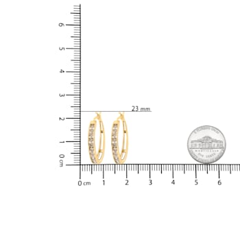 14K Yellow Gold Plated .925 Sterling Silver 1.0 Cttw Champagne Diamond
Hoop Earrings with Snap Post