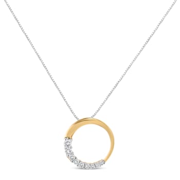 14K Yellow Gold 1/4ctw Graduating Diamond Open Circle Hoop Pendant
w\chain(J-K Color, I1-I2 Clarity)