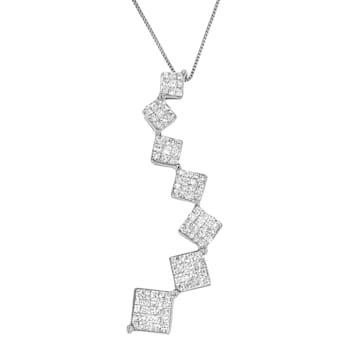 10K White Gold 1ctw Diamond Snake Curved Pendant w\chain(H-I, I1-I2)