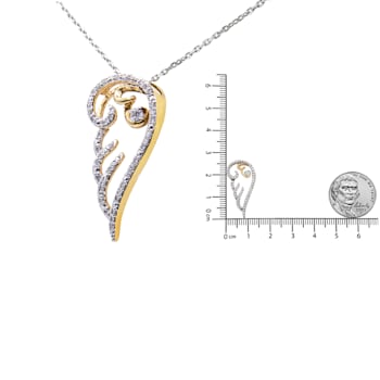 10K Yellow Gold Over Sterling Silver 1/4ctw Diamond Angel Wing Necklace
(H-I Color, I1-I2 Clarity)