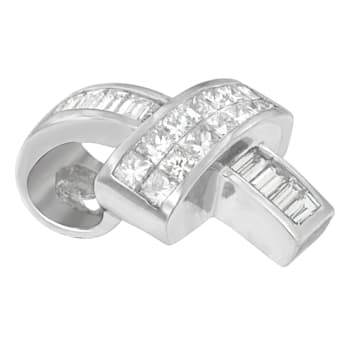 14K White Gold 2ctw Princess and Baguette Cut Diamond Ribbon Pendant
w\chain(H-I, SI-SI2)