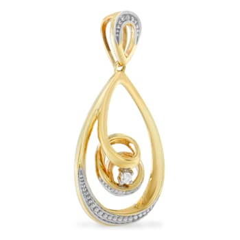 10K Yellow Gold Diamond Accent Open Teardrop Twisted 18" Pendant
w\chain(J-K Color, I2-I3 Clarity)
