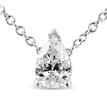 14K White Gold 1/2ctw Pear Shape Lab Grown Diamond Solitaire Necklace
(F-G Color, VS2-SI1 Clarity)